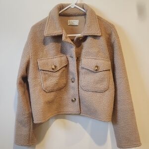 Z Supply Camel Cropped Oxford Sherpa Jacket S/M
